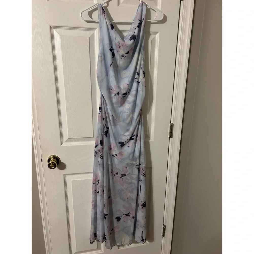 Altar'd State Pastel Blue One-Shoulder Floral Maxi Dress - Picture 3 of 4